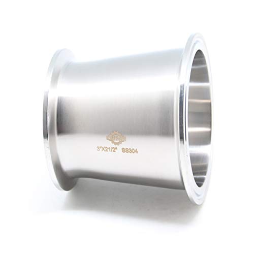 QiiMii Sanitary Tri clamp Concentric Reducer Tri Clamp Clover Fittings Stainless Steel 304 Reducer (Size: 2.5 Inch x 2 Inch) - Image 5