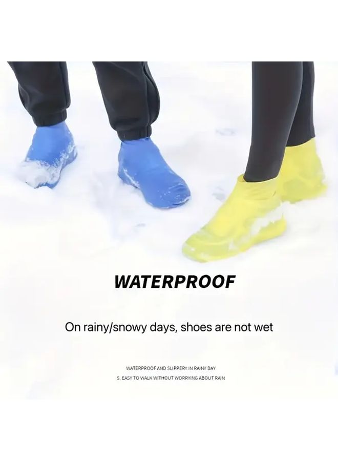White 2Pcs Reusable Waterproof Silicone Shoe Covers Anti Slip Rain Boot Protectors - Image 4