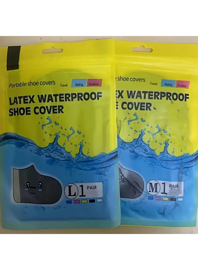 White 2Pcs Reusable Waterproof Silicone Shoe Covers Anti Slip Rain Boot Protectors - Image 1
