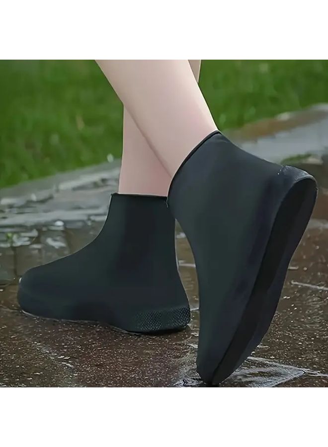 White 2Pcs Reusable Waterproof Silicone Shoe Covers Anti Slip Rain Boot Protectors - Image 3