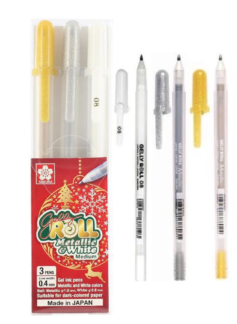 SAKURA 3-Piece Gelly Roll Gel Ink Pen For Art Metallic Colours  - Image 1