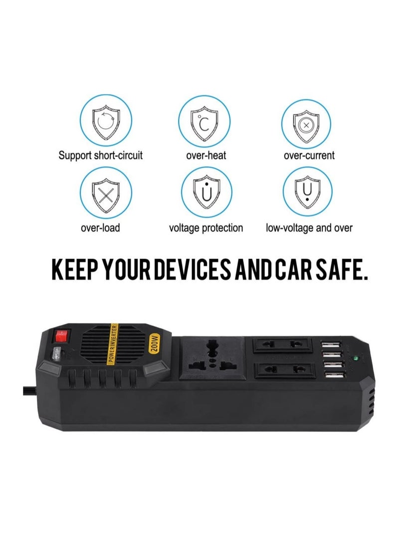 ELTRAZONE - 200W Mini Car Vehicle Inverter DC 12V to AC 220V USB Output High-power Power Inverter Small Car Special Edition【Magicalworld】 - Image 1