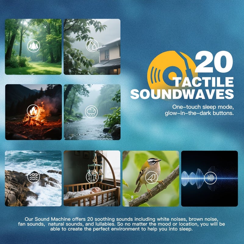 Black Sound Machine with 20 Nature Sounds for Adults Timer Compact - Image 3