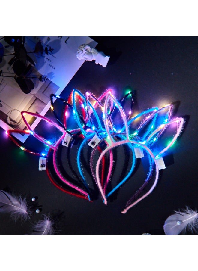 Stall Toy Night Market Explosions Luminous Headband Stall With Light Small Gift Headwear Cat Ear Rabbit Ear Headband Bar-Color:10 Lamp Short Hair Rabbit Ears Mixed Color - Image 1