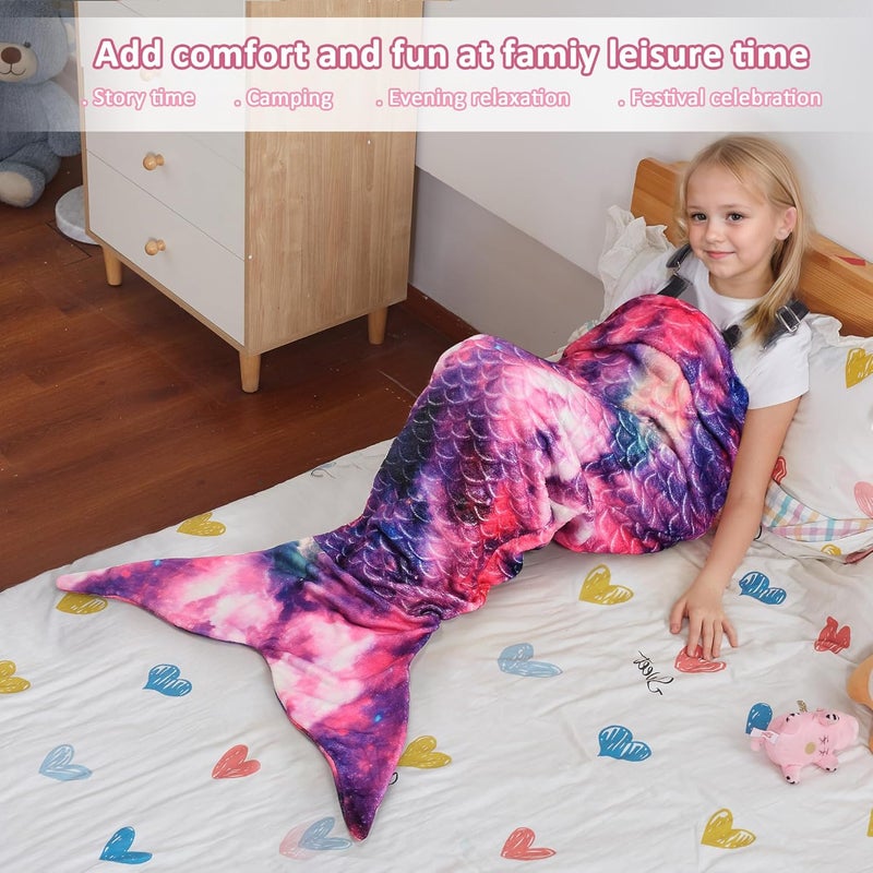 Catalonia Kids Mermaid Tail Blanket, Cozy Mermaid Sleeping Bag, Fish Scale Pattern - Image 2