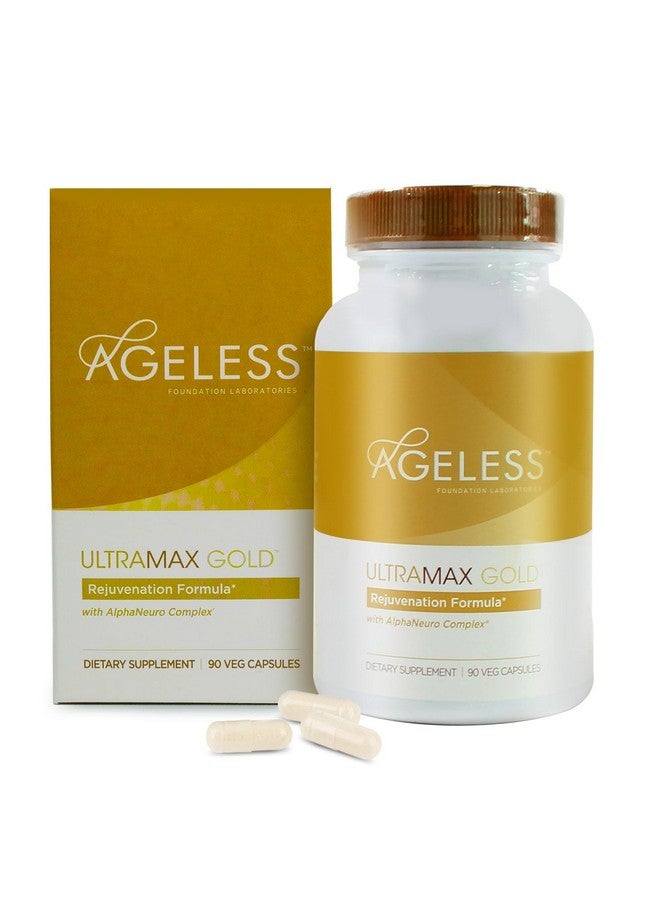 Ageless Foundation Laboratories AGELESS™: UltraMAX Gold™ Capsules, HGH Anti-Aging Supplement for Women, Slows Cellular Aging, Supports Immune Health, Smoother Skin Tone and Restorative Sleep, Weight Management, 90 Capsules  - Image 1