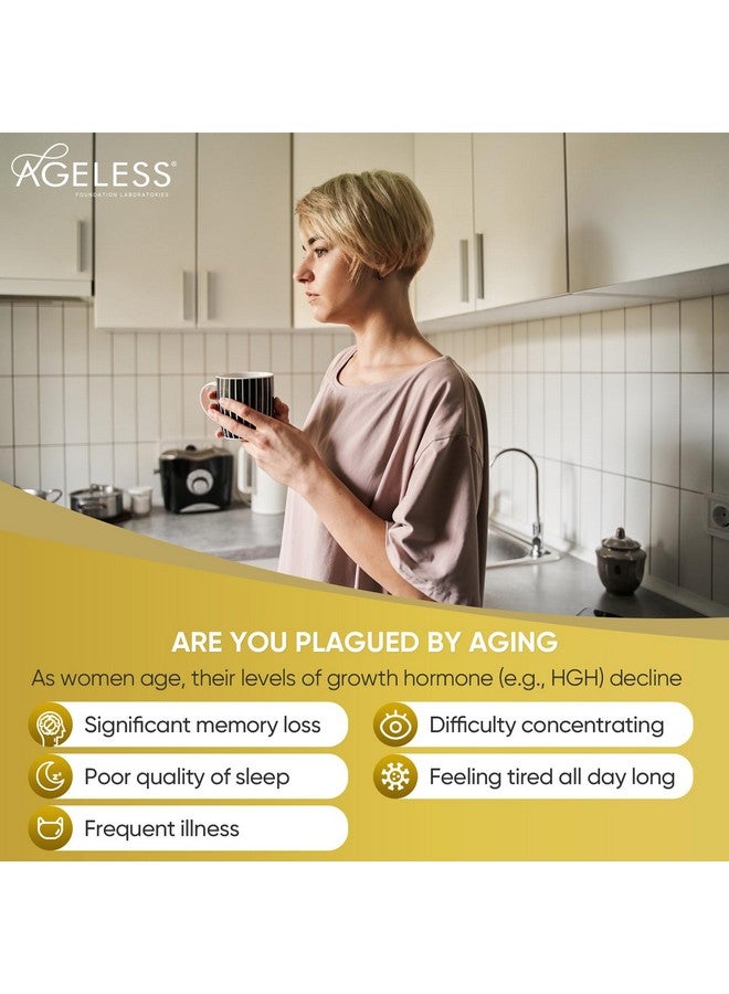 Ageless Foundation Laboratories AGELESS™: UltraMAX Gold™ Capsules, HGH Anti-Aging Supplement for Women, Slows Cellular Aging, Supports Immune Health, Smoother Skin Tone and Restorative Sleep, Weight Management, 90 Capsules  - Image 2