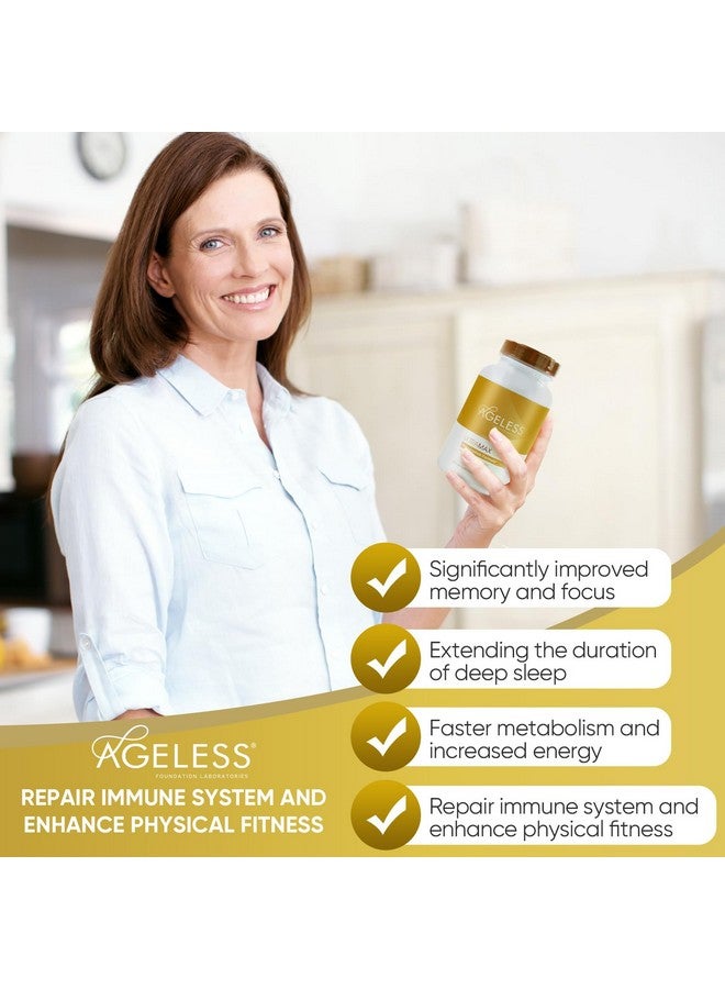 Ageless Foundation Laboratories AGELESS™: UltraMAX Gold™ Capsules, HGH Anti-Aging Supplement for Women, Slows Cellular Aging, Supports Immune Health, Smoother Skin Tone and Restorative Sleep, Weight Management, 90 Capsules  - Image 3