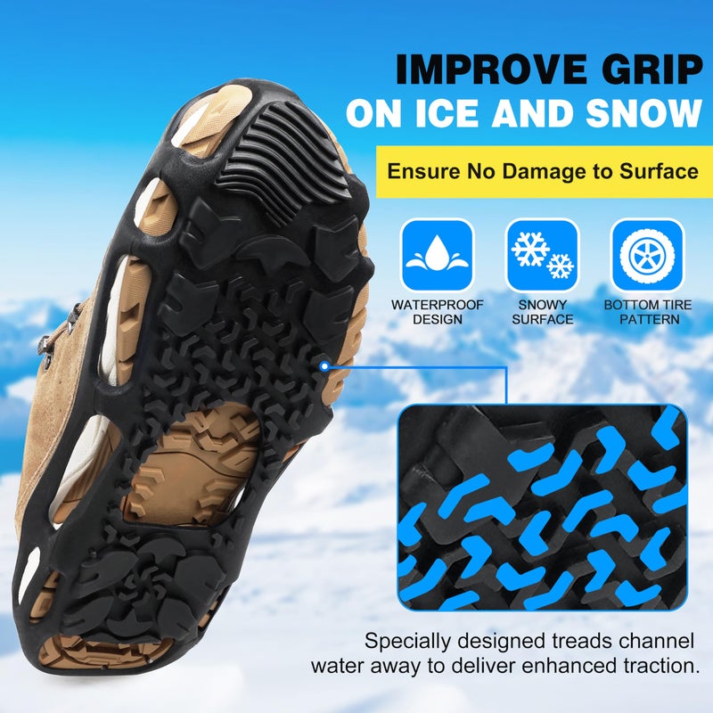 SILANON Spikeless Ice Cleats, Indoor Outdoor Snow Traction Crampons Anti-Slip Roofing Shoes Grips Grippers Slip-On Rubber Tread Overshoes Spikeless Traction Devices for Slick Wet Slippery Surfaces - Image 2
