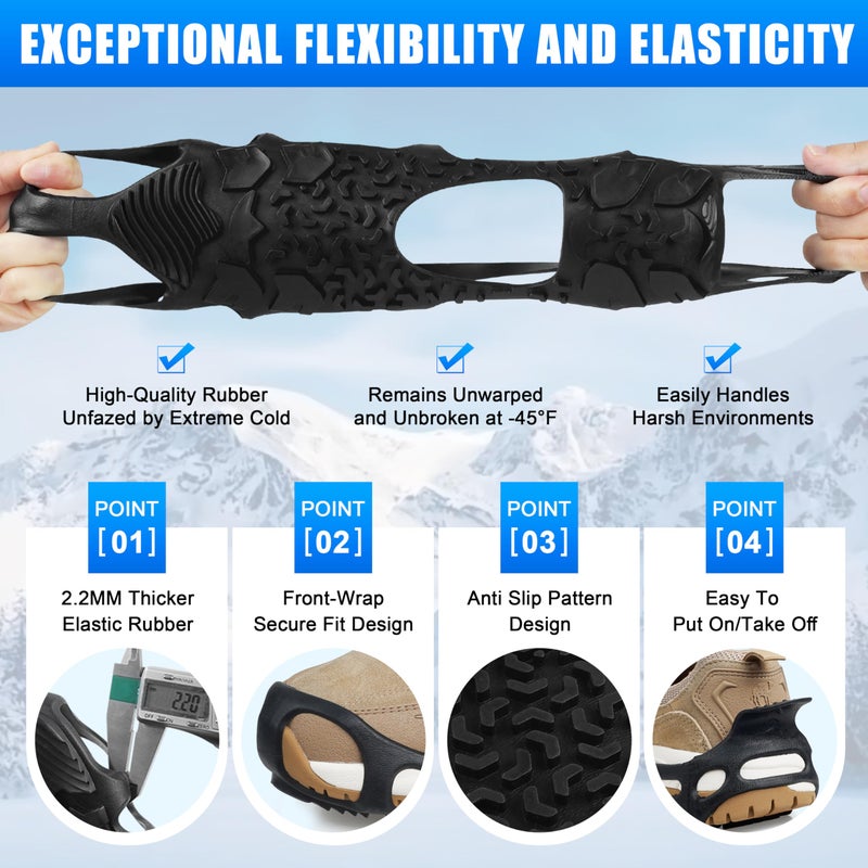 SILANON Spikeless Ice Cleats, Indoor Outdoor Snow Traction Crampons Anti-Slip Roofing Shoes Grips Grippers Slip-On Rubber Tread Overshoes Spikeless Traction Devices for Slick Wet Slippery Surfaces - Image 4