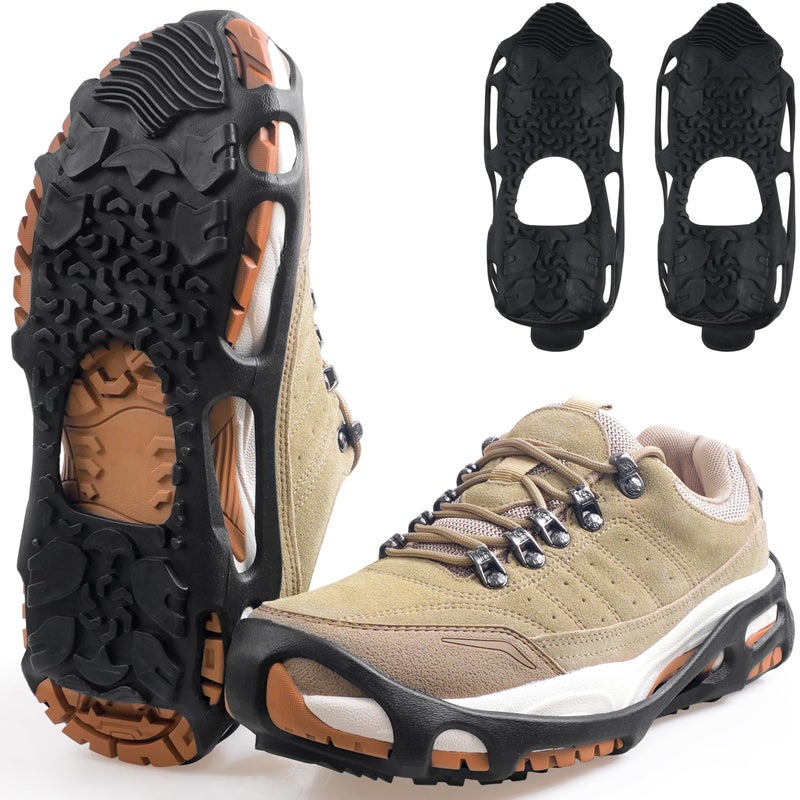SILANON Spikeless Ice Cleats, Indoor Outdoor Snow Traction Crampons Anti-Slip Roofing Shoes Grips Grippers Slip-On Rubber Tread Overshoes Spikeless Traction Devices for Slick Wet Slippery Surfaces - Image 1