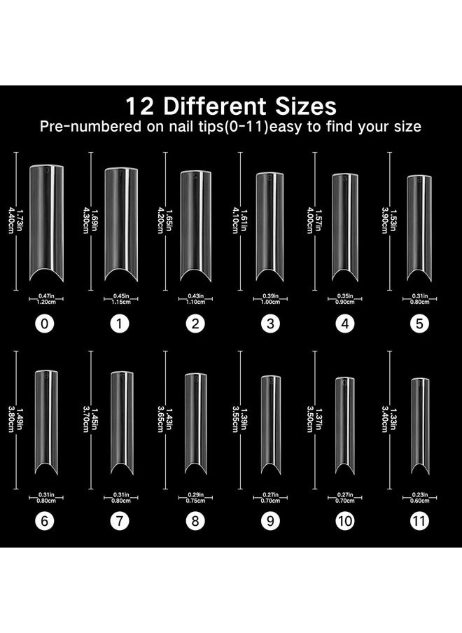 ranrose 120Pcs Extra Long Half Nail Tips C Curvexxl Super Long Half Cover Deep C Curve False Nails 12 Sizes Tapered Square Nail Tips Press On Nails With Box  - Image 5
