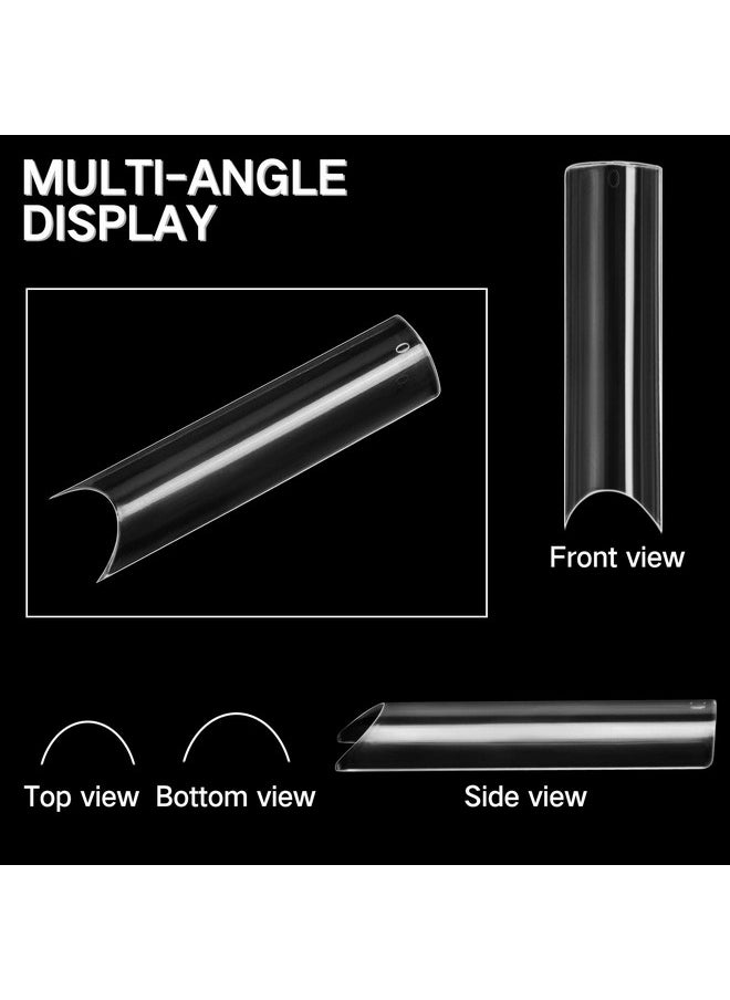 ranrose 120Pcs Extra Long Half Nail Tips C Curvexxl Super Long Half Cover Deep C Curve False Nails 12 Sizes Tapered Square Nail Tips Press On Nails With Box  - Image 3
