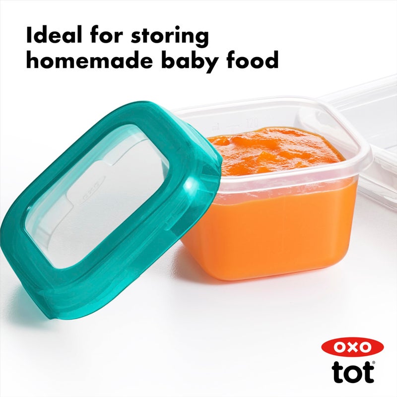 OXO Tot Baby Blocks Freezer Storage Containers Teal (4 Oz) - Image 3