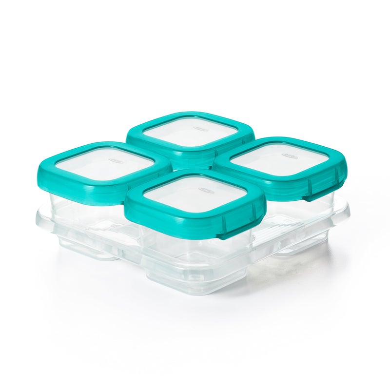 OXO Tot Baby Blocks Freezer Storage Containers Teal (4 Oz) - Image 1