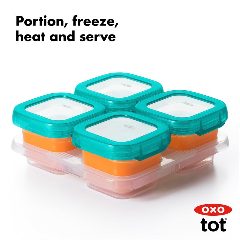 OXO Tot Baby Blocks Freezer Storage Containers Teal (4 Oz) - Image 4