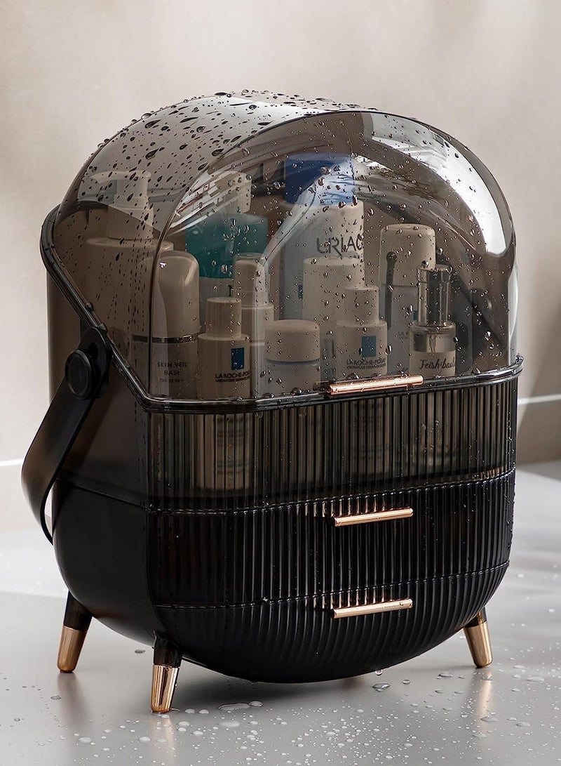 شاربدو صندوق مكياج محمول متعدد الوظائف من سلسلة ريترو، صندوق تخزين مستحضرات التجميل المقاوم للغبار، صندوق تخزين مجوهرات العناية بالبشرة، سطح مكتب الحمام 30*23*41 سم - Image 3