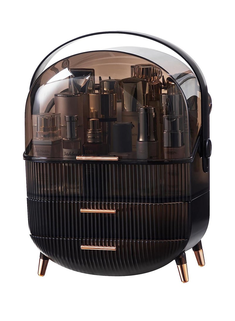 شاربدو صندوق مكياج محمول متعدد الوظائف من سلسلة ريترو، صندوق تخزين مستحضرات التجميل المقاوم للغبار، صندوق تخزين مجوهرات العناية بالبشرة، سطح مكتب الحمام 30*23*41 سم - Image 1