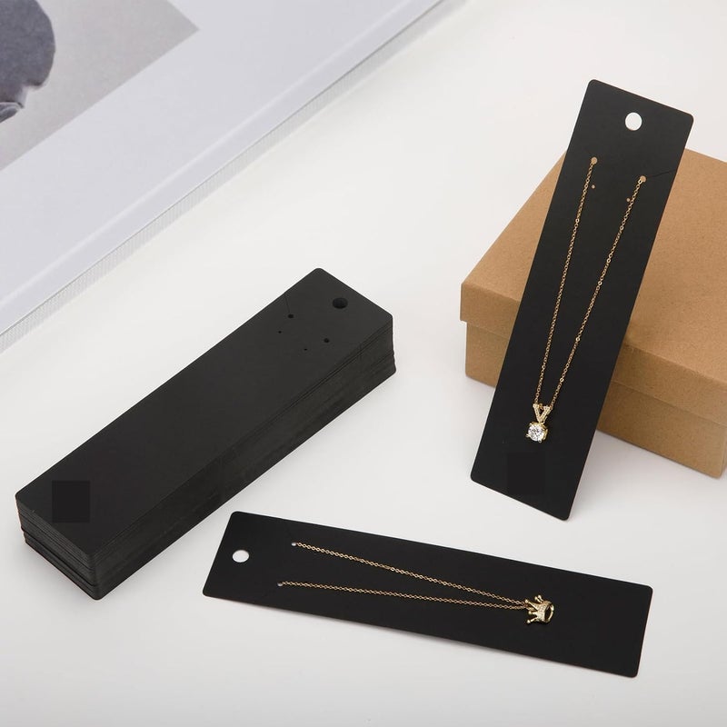 Zenomia Necklace Display Cards, 2.16'' x 8.27'' Long Jewelry Holder Cards, Black Earring Display Cards, for You Necklace Cards Hanging Tags (Black) 50Pcs - Image 4