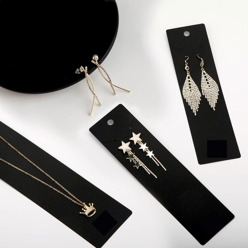 Zenomia Necklace Display Cards, 2.16'' x 8.27'' Long Jewelry Holder Cards, Black Earring Display Cards, for You Necklace Cards Hanging Tags (Black) 50Pcs - Image 3