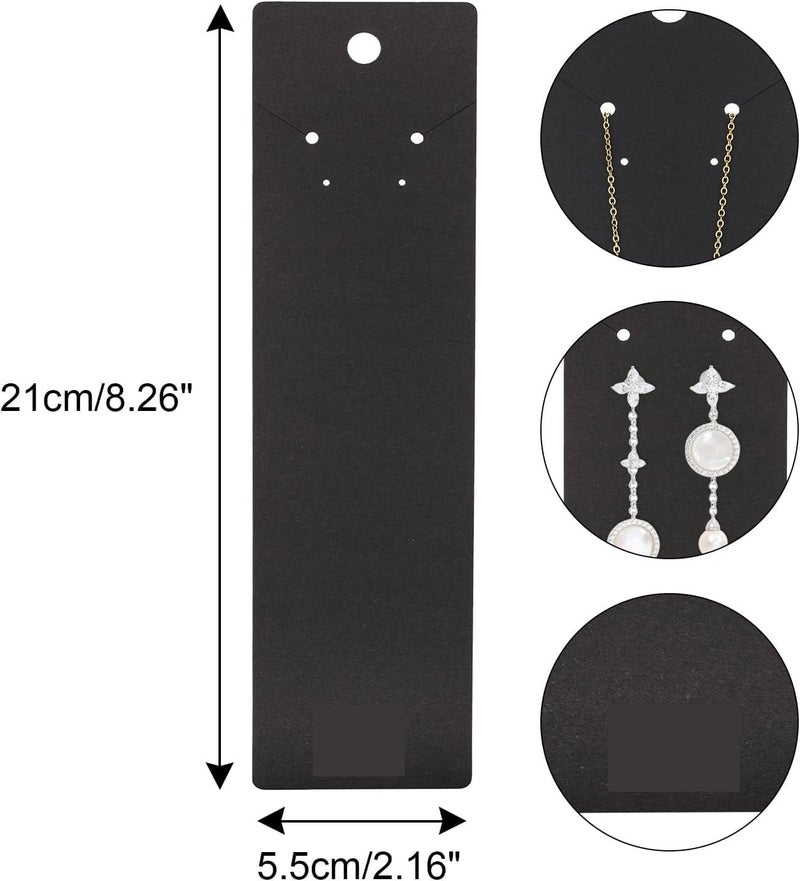 Zenomia Necklace Display Cards, 2.16'' x 8.27'' Long Jewelry Holder Cards, Black Earring Display Cards, for You Necklace Cards Hanging Tags (Black) 50Pcs - Image 2