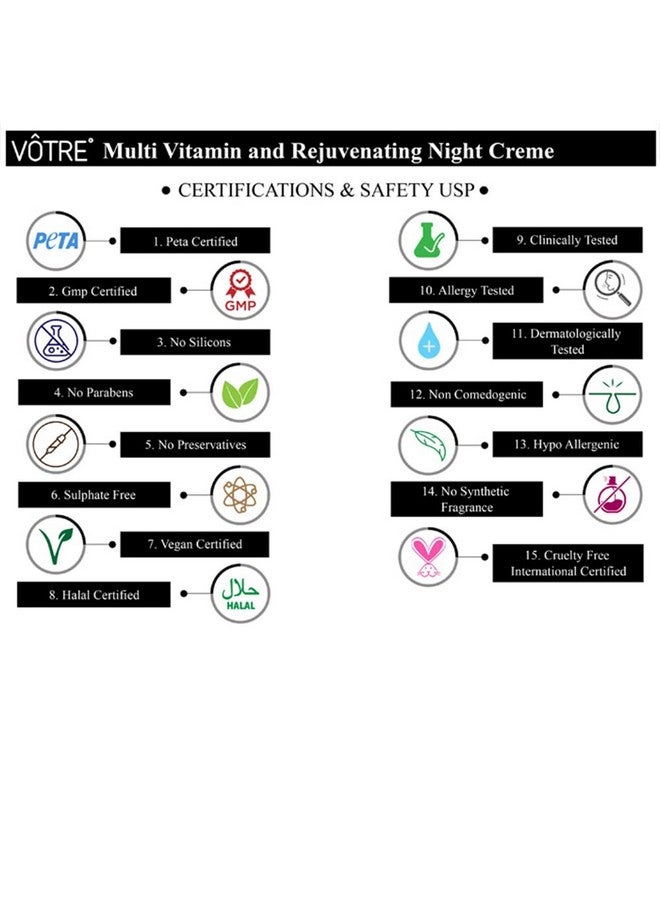 Votre Mini Multi Vitamin And Rejuvenating Night Crème Night Infusion 10 Vitamins, 30Gms - Image 2