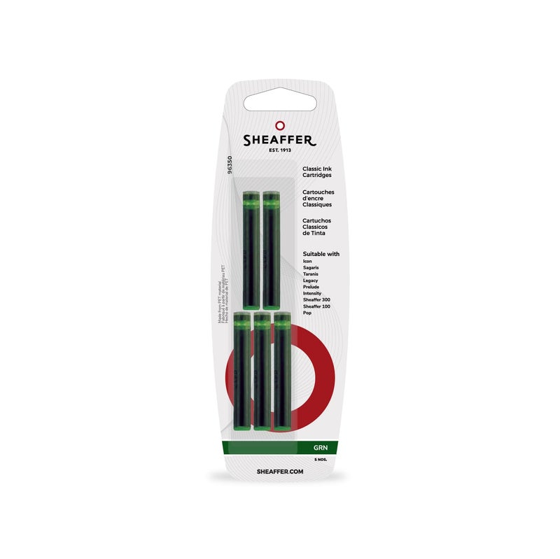 SHEAFFER شيفر مجموعة من 5 - خراطيش حبر سكريب الخضراء - Image 2