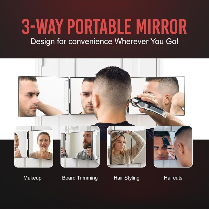 SELF-CUT SYSTEM Travel Version - Three Way Mirror for Self Hair Cutting with Height Adjustable Telescoping Hooks and Free Educational Mobile App - Image 4