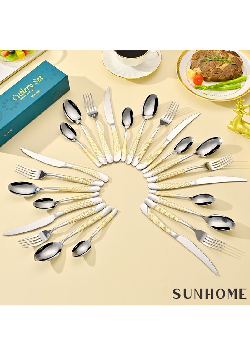 Stainless Steel Cutlery Set Gold 24 Pieces - pzsku/Z0A89A4EEF18E1B515246Z/45/_/1728711652/92545dad-8796-4bbf-8342-9aaeffd2abf8