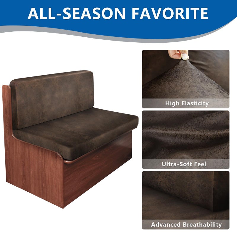ANARACHON Leather Look RV Camper Dinette Cushion Covers, Washable RV Couch Cushion Covers Dinette Booth Seats Stretchable Camper Seat Covers (2 Backrest Cover & 2 Bench Cover, Brown) - Image 4