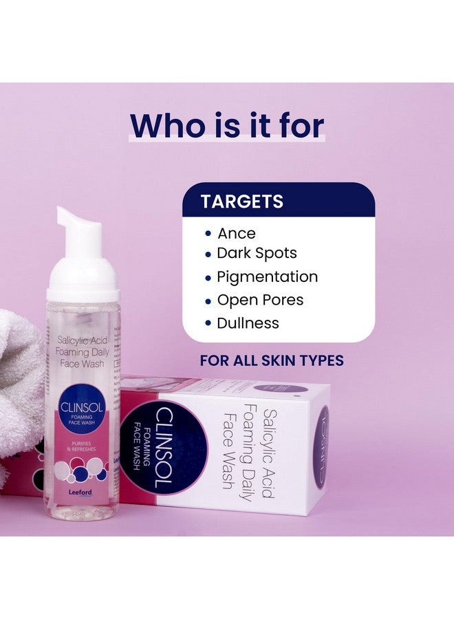 Leeford Clinsol 1% Salicylic Acid Foaming Face Wash For Men & Women, 60Ml - With Glycolic Acid | Anti Acne/Pimple Facewash For Acne Prone & Oily Skin - Image 2