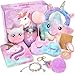 RIANEAN هدايا يونيكورن للفتيات من 5 إلى 10 سنوات مجموعة ألعاب للأطفال هدايا عيد الميلاد للفتيات هدايا عيد الميلاد مع وسادة نجمية ناعمة مضيئة دفتر يوميات طوق رأس زجاجة ماء - Image 3
