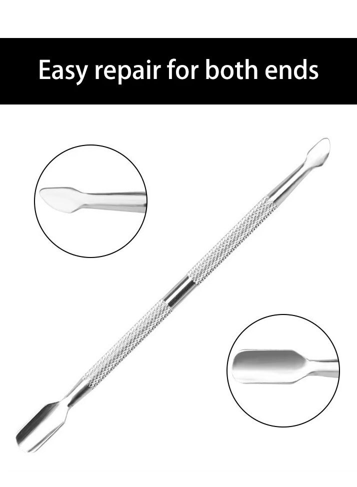 ووفيكسر مقص تقليم بشرة الأظافر من 3 قطع مع أداة دفع البشرة وقاطع - مقص إزالة البشرة، مقص احترافي من الفولاذ المقاوم للصدأ، أدوات باديكير ومانيكير لأظافر اليدين والقدمين (فضي) - Image 3