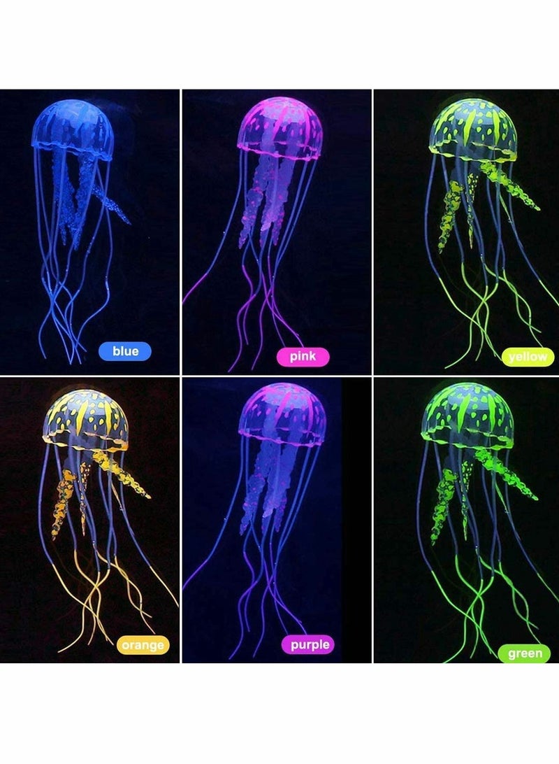 Generic 6 Pcs Glowing Jellyfish Aquarium Ornaments, Colorful Luminous Silicone Floating Jellyfish Decorations for Fish Tank  - Image 4