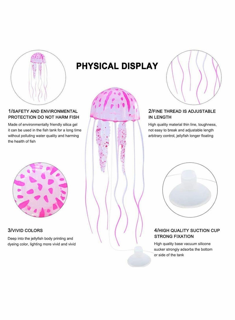 Generic 6 Pcs Glowing Jellyfish Aquarium Ornaments, Colorful Luminous Silicone Floating Jellyfish Decorations for Fish Tank  - Image 5