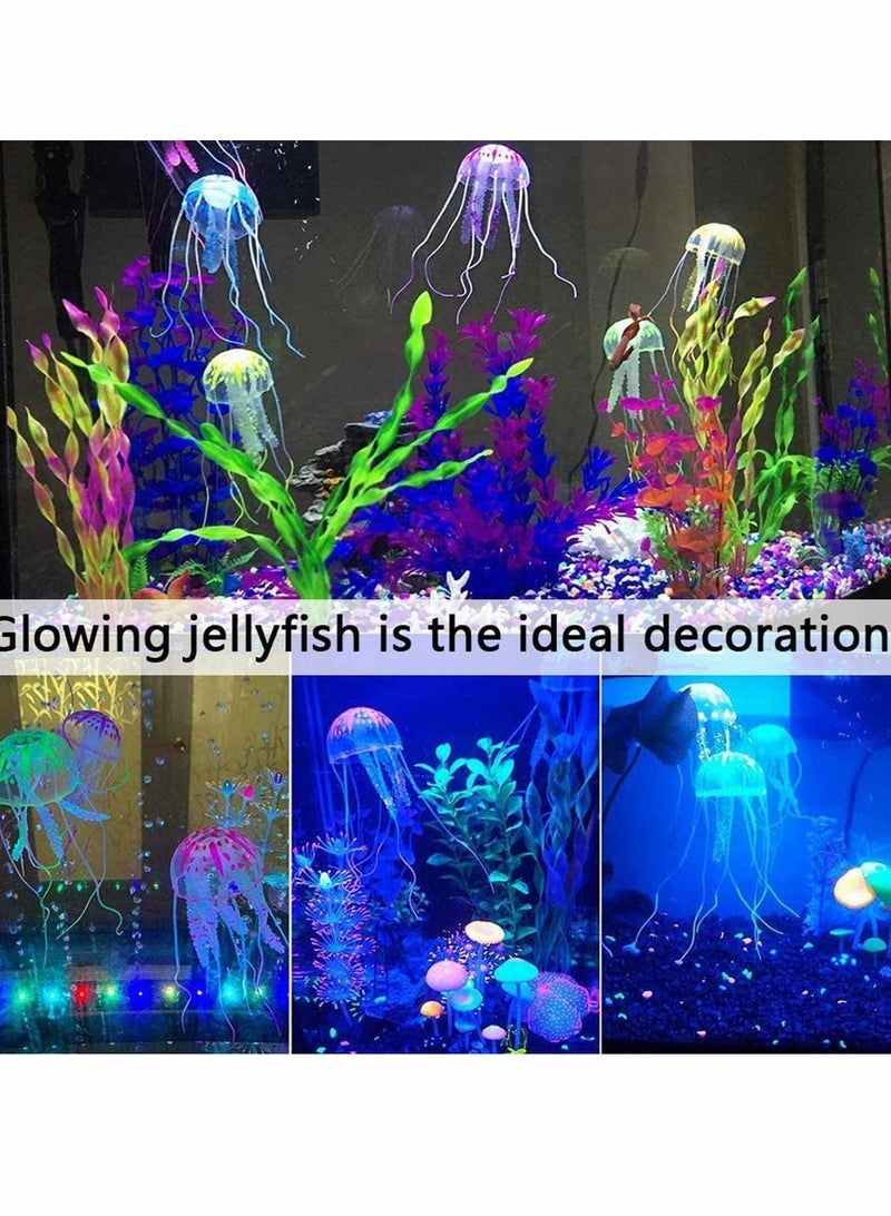 Generic 6 Pcs Glowing Jellyfish Aquarium Ornaments, Colorful Luminous Silicone Floating Jellyfish Decorations for Fish Tank  - Image 3