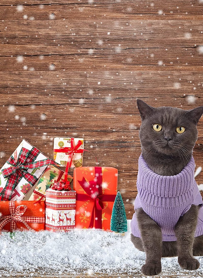 Excefore Cats Knitted Sweaters Turtleneck Knitted Sleeveless Cat Clothes Warm Winter Kitten Clothes Outfits for Cats or Small Dogs in Cold Season Purple S  - Image 5