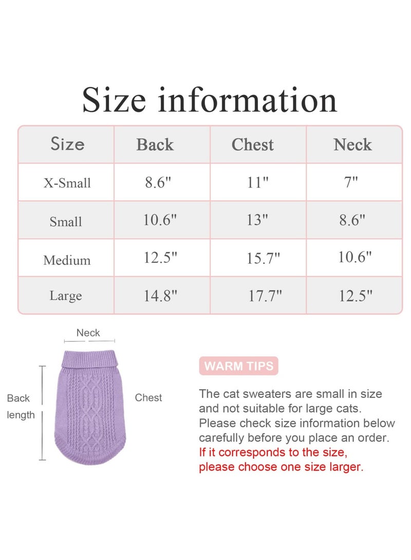 Excefore Cats Knitted Sweaters Turtleneck Knitted Sleeveless Cat Clothes Warm Winter Kitten Clothes Outfits for Cats or Small Dogs in Cold Season Purple S  - Image 3