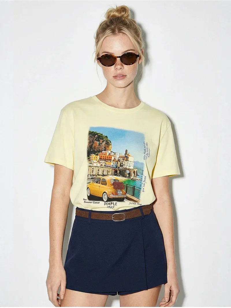 بيانكو لوتشي LUCCI Printed Crew Neck T-Shirt