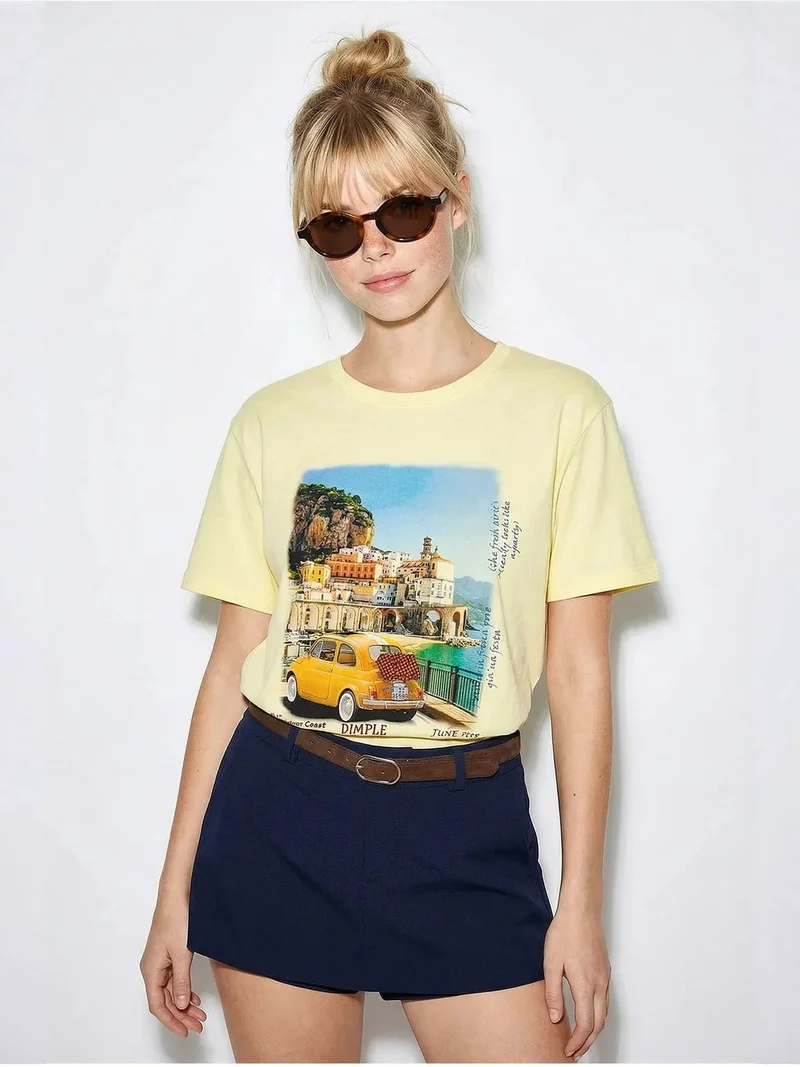 بيانكو لوتشي LUCCI Printed Crew Neck T-Shirt