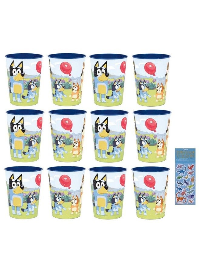 Unique - Bluey Birthday Party Supplies Bundle Pack Includes Reusable Plastic Cups 12 Count - Image 1