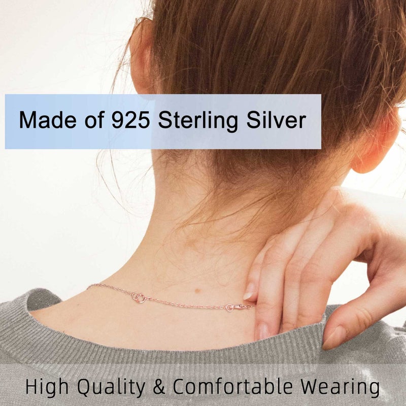 VANBARIS Rose Gold Necklace Extender Rose Gold, 925 Sterling Silver Necklace Extender Chain Bracelet Anklet Jewelry Extension for Women, 3 Piece Set (1, 2, 3 Inches) - Image 2