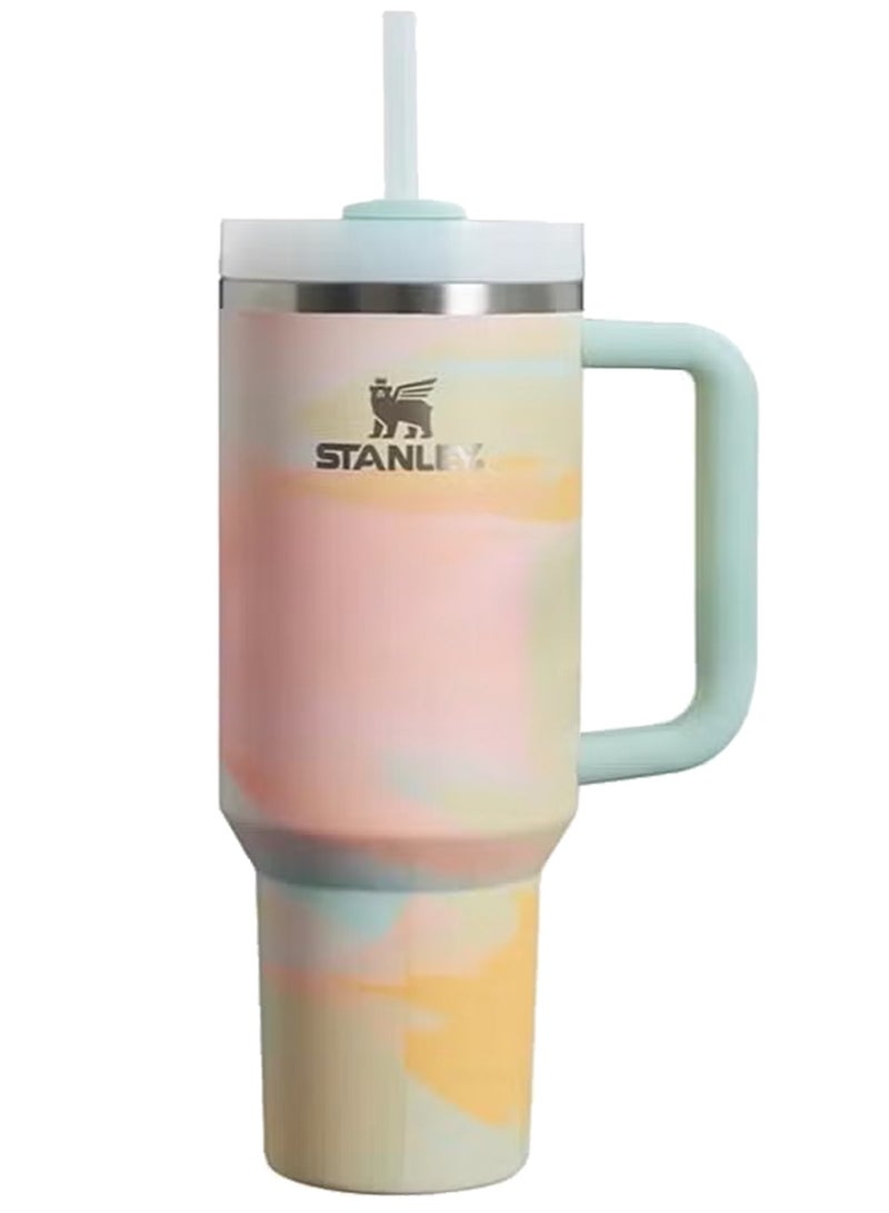 Stanley Quencher H2.0 FlowState Stainless Steel Vacuum Insulated Tumbler with Lid and Straw for Water, Iced Tea or Coffee, Smoothie and More, 40 oz Stainless Steel 32x15x 10cm,Macaron Pink  - Image 1