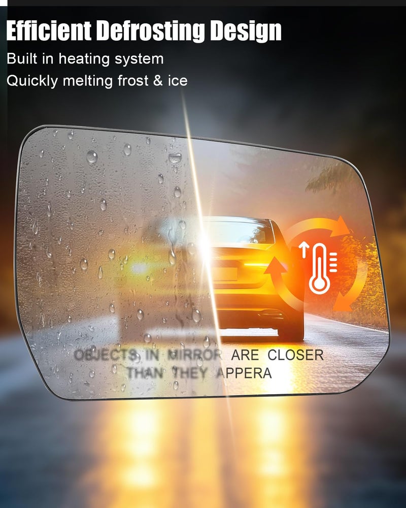 JUFWKO Passenger Side Mirror Glass Compatible with GMC Acadia 2017-2023 Chevrolet Traverse 2018-2023, Replace 23505277 84498323 GM1325209, Heated With Blind Spot - Image 4