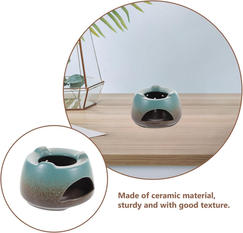 SUPVOX Ceramic Teapot Warmer with Candle Heater Base Round Kiln-Change Green Tea Light Warmer for Home and Restaurant Use Heat-Resistant Tea Cup Cozy for Brewing - Image 3