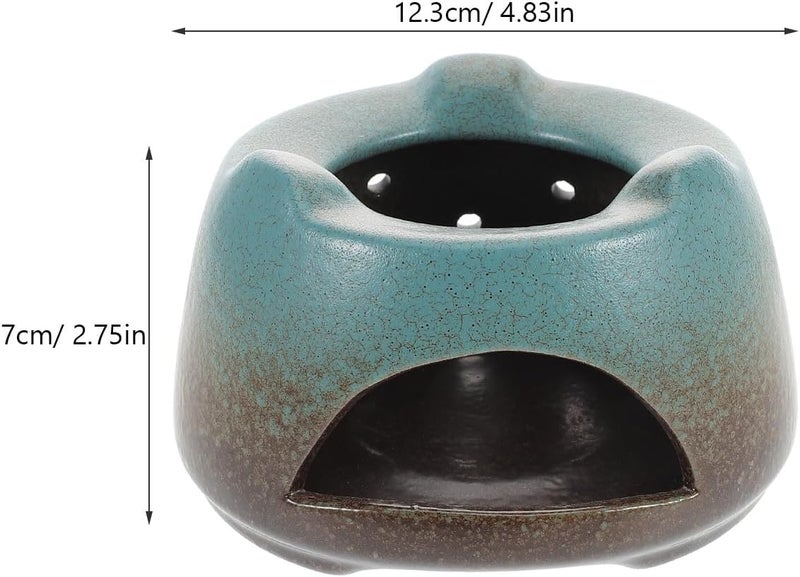 SUPVOX Ceramic Teapot Warmer with Candle Heater Base Round Kiln-Change Green Tea Light Warmer for Home and Restaurant Use Heat-Resistant Tea Cup Cozy for Brewing - Image 2