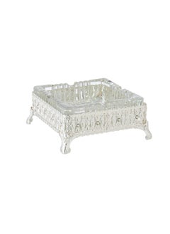 Dania Square Glass Ashtray with Metal Base Silver Color Decorated Size 12*12 cm  - Image 2
