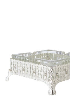 Dania Square Glass Ashtray with Metal Base Silver Color Decorated Size 12*12 cm  - Image 3