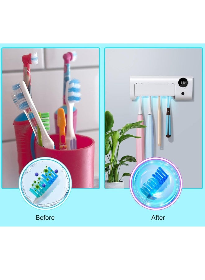 Chase Up UV Toothbrush Cleaner, Timer Function, Rechargeable Tooth Brush Holder Wall-Mounted for Bathroom, No Drilling, 4 Slots - Image 2