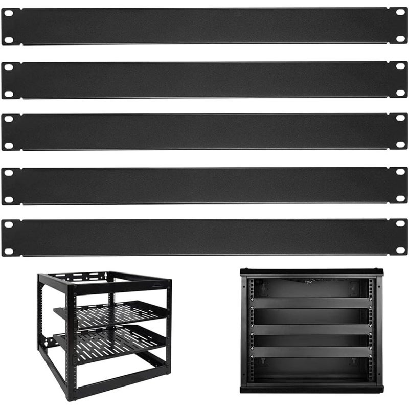 1U Blank Panel, 5 Pcs Metal Rack Mount Filler Panels, Suitable for 19-inch Server Rack Cabinets/Enclosures/Network Cabinets, Color: Black. - Image 1